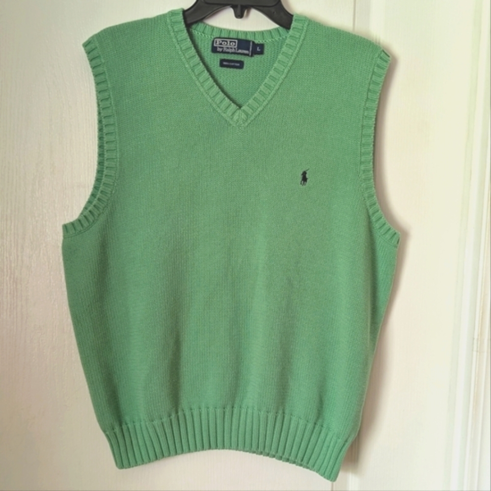 Ralph Lauren Polo Green Sleeveless Sweater Vest. Size Large - Picture 2 of 8